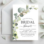 Invitación Bridal Shower Greenery Eucalyptus Succulent<br><div class="desc">Celebra el estilo de la futura novia con nuestra magnífica invitación a la ducha de novias con eucalipto. Este bonito diseño cuenta con elegantes hojas de eucalipto sobre un fondo suave y neutro, lo que lo convierte en la elección perfecta para una ducha de novia con temática botánica. Haga que...</div>