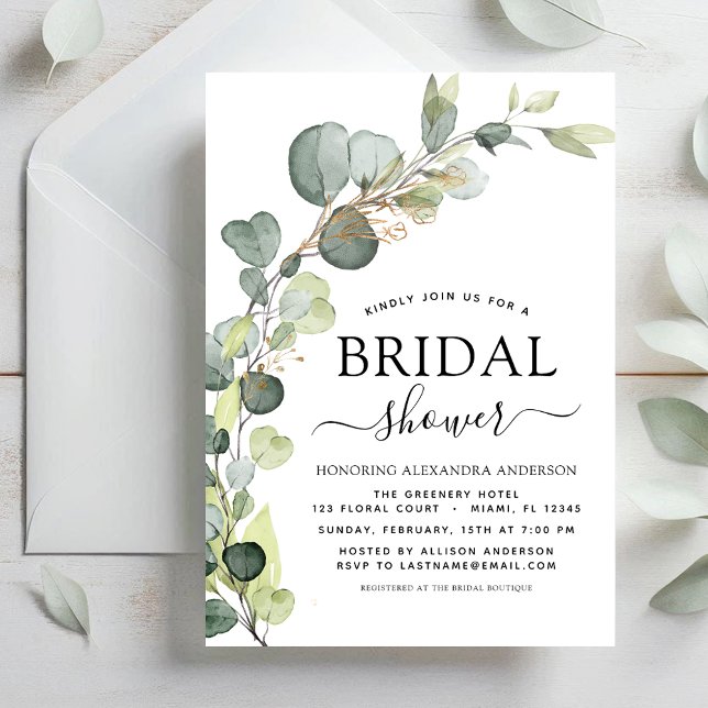 Invitación Bridal Shower Greenery Eucalyptus Succulent (Subido por el creador)