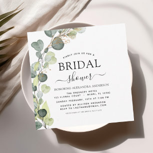 Invitación Bridal Shower Greenery Eucalyptus Succulent