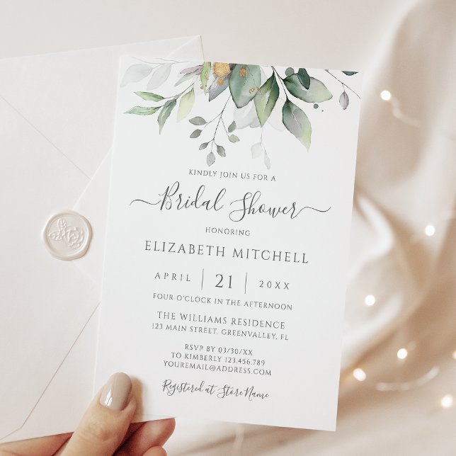 Invitación Bridal Shower Greenery Eucalyptus Succulent (Subido por el creador)