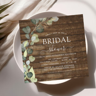 Invitación Bridal Shower Greenery Eucalyptus Succulent