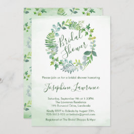 Invitación Bridal Shower Greenery Foliage Watercolor