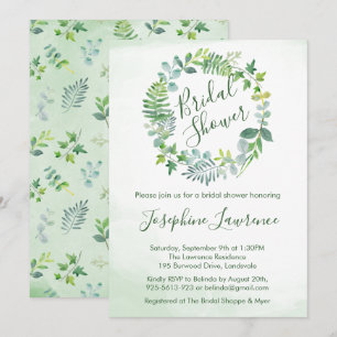 Invitación Bridal Shower Greenery Foliage Watercolor