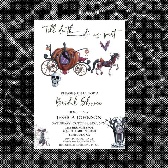 Invitación Bridal Shower Halloween Cenicienta oscura (Subido por el creador)