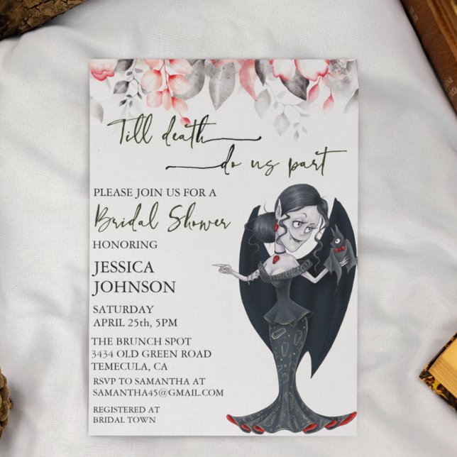 Invitación Bridal Shower Halloween Vampiro Negro Rojo (Subido por el creador)