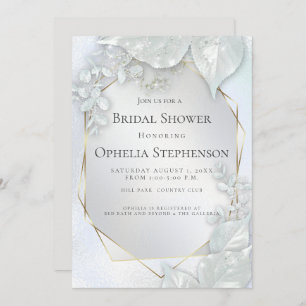 Invitación BRIDAL SHOWER   Icy Blue Pearl Shimmer