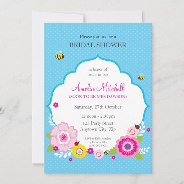 Invitación BRIDAL SHOWER INVITA :: flores de jardín 4 (Anverso)