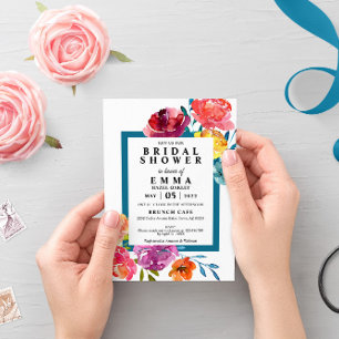 Invitación Bridal Shower Invita moderno y colorido verano bri