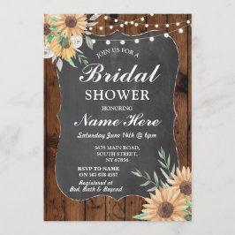 Invitación Bridal Shower Invita Sunflower Wood Floral