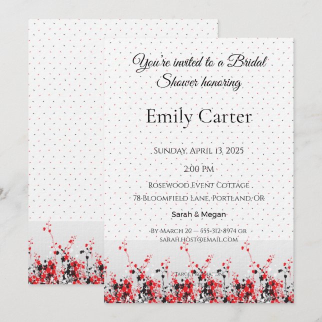 Invitación Bridal Shower Invitation Elegant Floral Template (Anverso / Reverso)