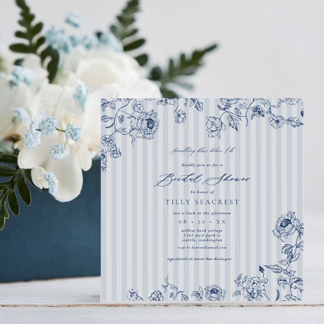 Invitación Bridal Shower Invitation Something Blue Stripes (Subido por el creador)
