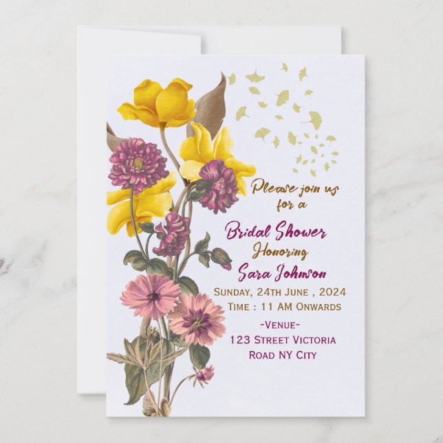 Invitación Bridal Shower Invitations  (Anverso)