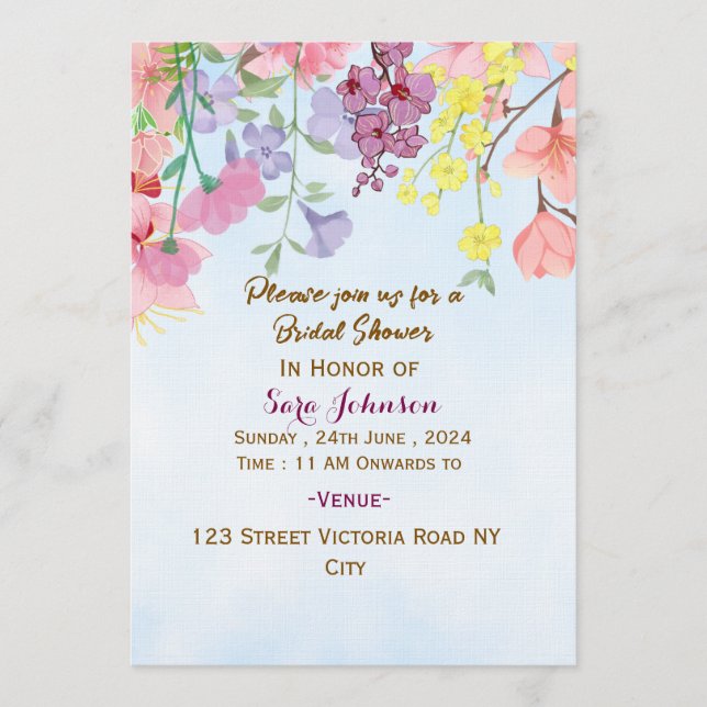Invitación Bridal Shower Invitations  (Anverso)