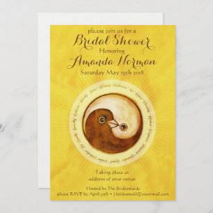 Invitación BRIDAL SHOWER INVITE palomas doradas personalizabl