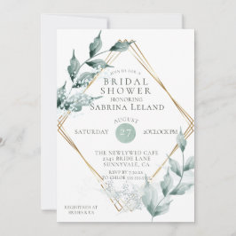 Invitación Bridal Shower | Jade verde gris botánico