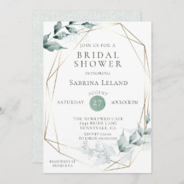 Invitación Bridal Shower | Jade verde gris botánico