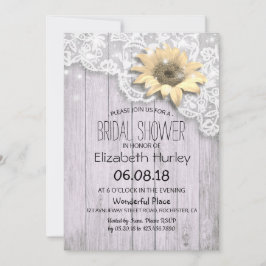 Invitación Bridal Shower Lace Sunflower Madera y cadenas