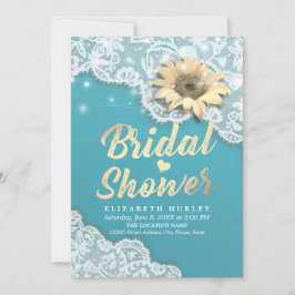 Invitación Bridal Shower Lace Sunflower String Luces Tiffany