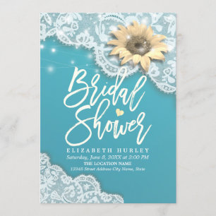 Invitación Bridal Shower Lace Sunflower String Luces Tiffany