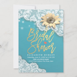 Invitación Bridal Shower Lace Sunflower String Luces Tiffany