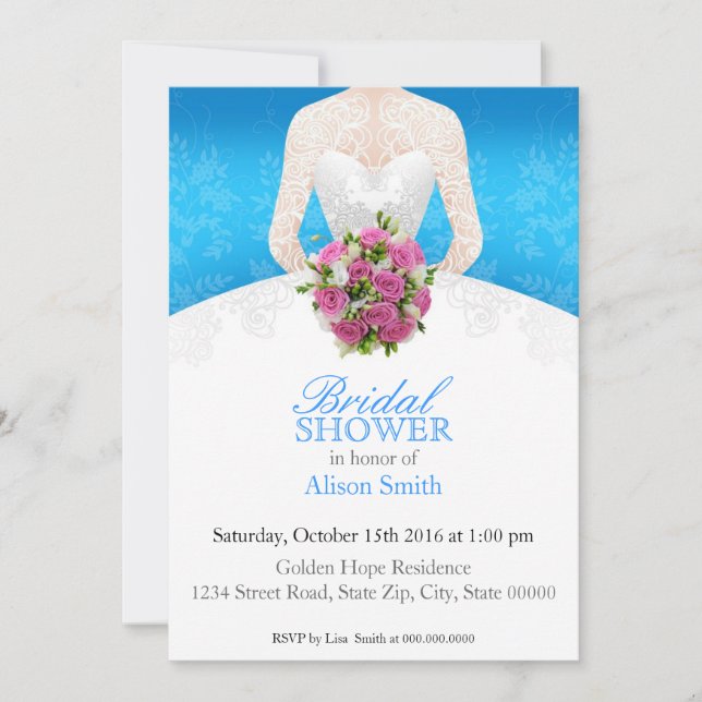 Invitación Bridal Shower light blue invitation (Anverso)