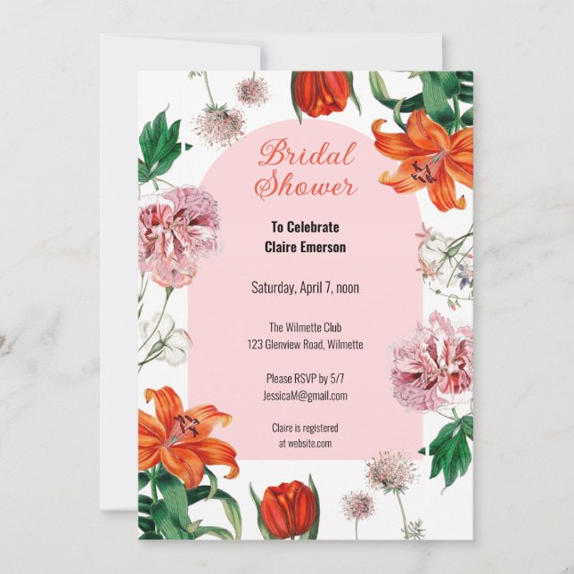 Invitación Bridal Shower Lily Floral (Anverso)