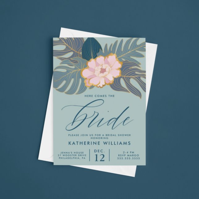 Invitación BRIDAL SHOWER | Lily Floral Rosa Tropical (Subido por el creador)