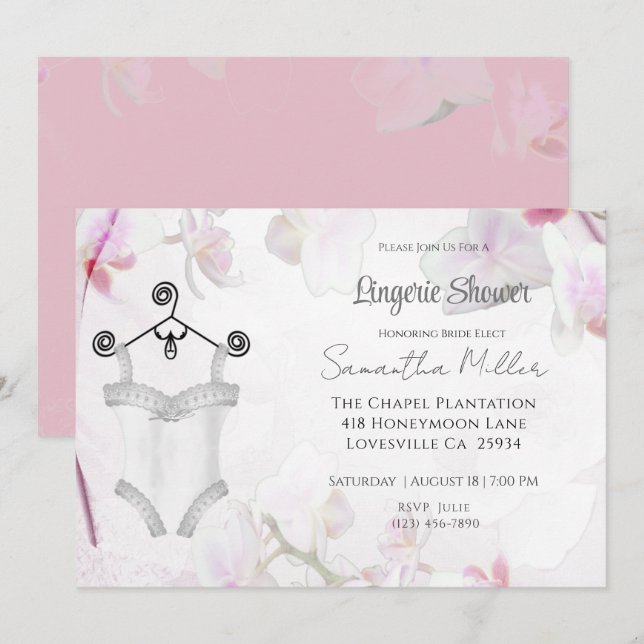 Invitación Bridal Shower Lingerie (Anverso / Reverso)