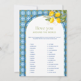 Invitación Bridal Shower Love Around the World Game Card