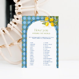 Invitación Bridal Shower Love Around the World Game Card