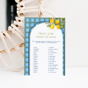 Invitación Bridal Shower Love Around the World Game Card