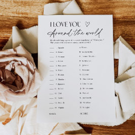 Invitación Bridal Shower Love Languages Matching Game Card