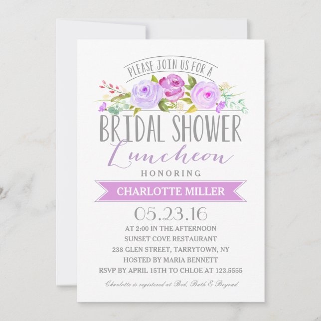 Invitación Bridal Shower Luncheon | Bridal Shower (Anverso)