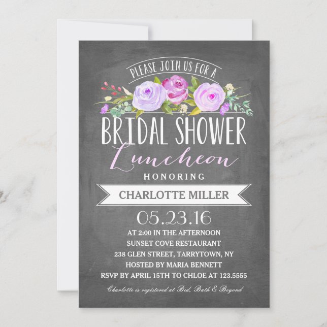 Invitación Bridal Shower Luncheon | Bridal Shower (Anverso)