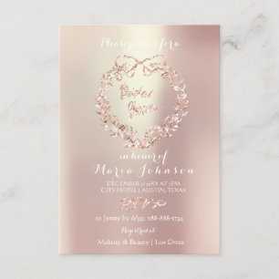 Invitación Bridal Shower Lux Floral Wreath Pearl Rosa
