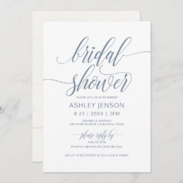 Invitación Bridal Shower Luxor caligrafía Dusty Blue Floral