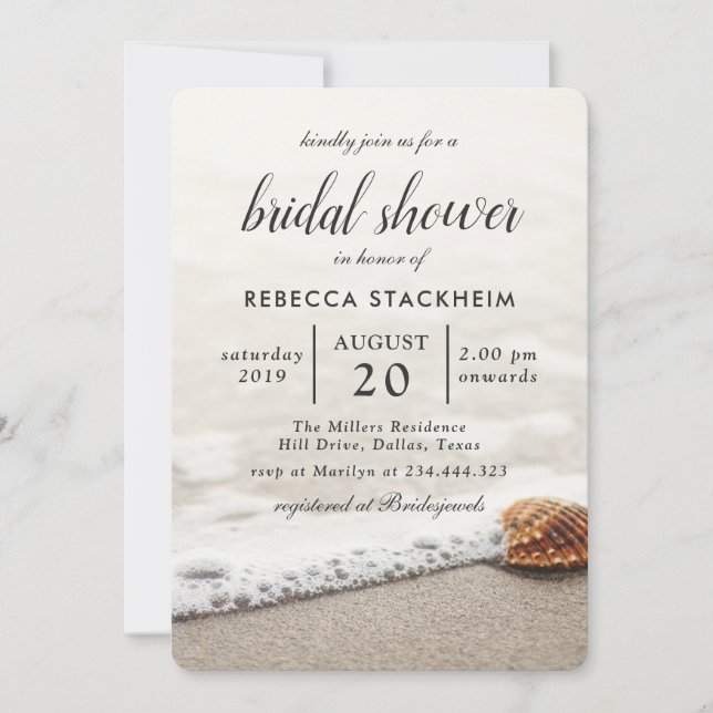 Invitación Bridal Shower | Maravilla de arena de playa | Mode (Anverso)