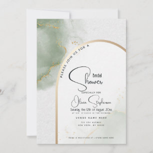 Invitación Bridal Shower   Marble abstrato de salvia silencia