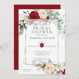 Invitación Bridal Shower | Marco floral borgoñón