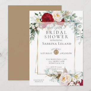 Invitación Bridal Shower   Marco floral borgoñón