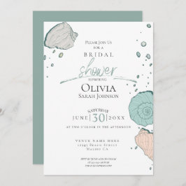 Invitación Bridal Shower | Marejadas costeras Coral Sand Verd