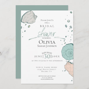 Invitación Bridal Shower Marejadas costeras Coral Sand Verd