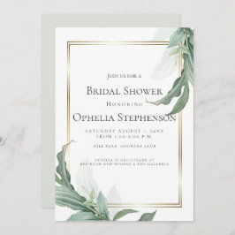 Invitación BRIDAL SHOWER | Modernas hojas tropicales elegante
