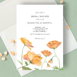 Invitación Bridal Shower Naranja acuarela floral
