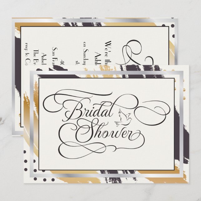 Invitación Bridal Shower | Paint moderno provoca tipografía (Anverso / Reverso)