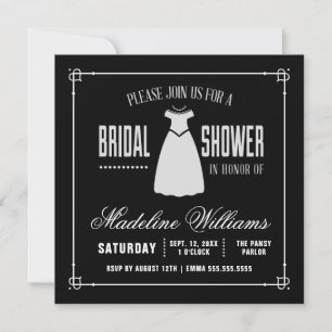 Invitación Bridal Shower   Pequeño Vestido Blanco Cuidadoso