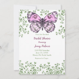 Invitación Bridal Shower Pink Butterfly Greeneration Invitaci