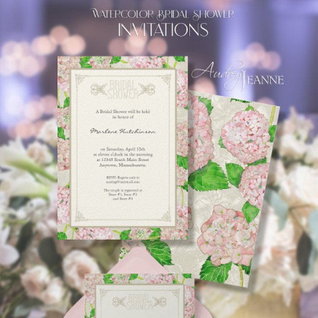 Invitación Bridal Shower Pink Hydrangea Lace Floral Formal (Subido por el creador)