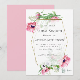 Invitación BRIDAL SHOWER Pink Poppy Bouquet