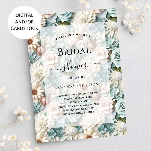 Invitación Bridal Shower polvoriento verde floral (Subido por el creador)